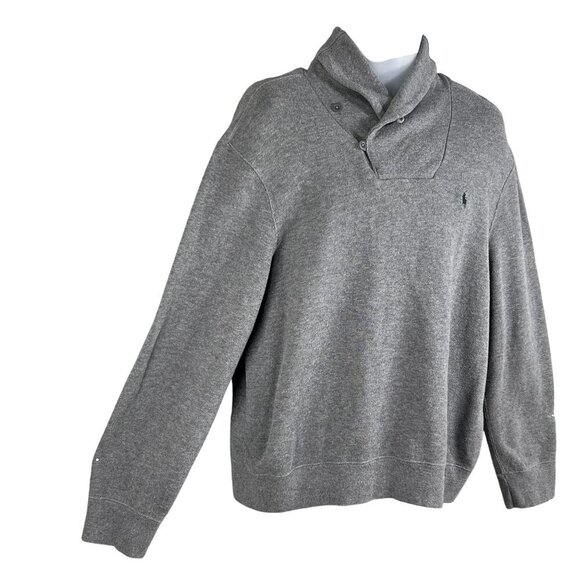 Polo Ralph Lauren Mens XL Jersey Shawl Collar Gray Pullover Sweater Quiet Luxury - Picture 8 of 16